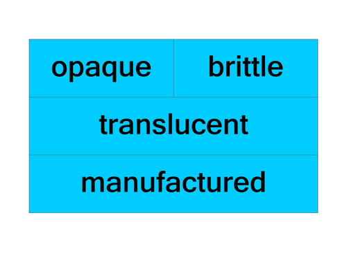 Flash cards for materials vocabulary (Science) 