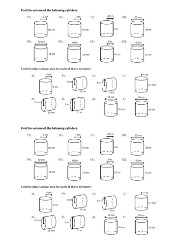 Volume and Surface Area of Cylinders 'Discovery' lesson | Teaching