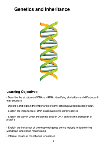 Genetics and Inheritance Booklet