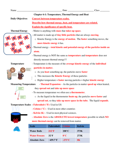 6.1 Thermal Energy, Heat, and Temperature PowerPoint & Guided Notes