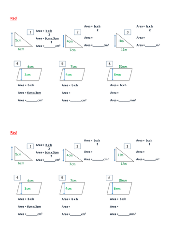 Area of Triangle & Parallelogram | Teaching Resources