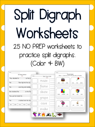 vowel digraphs worksheets phonics Worksheets Literacy, Phonics! Worksheets  Digraph 25 NO PREP  English,