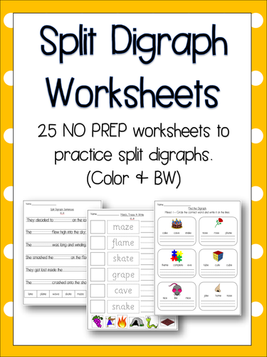 Free Printable Split Digraph Worksheets