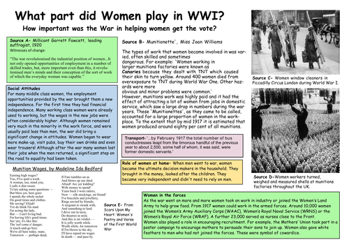 Suffragettes and Women in the War- (5 lessons) | Teaching Resources