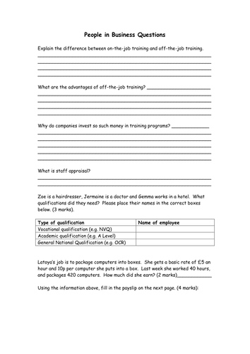 Appraisals & People in Business Revision Lesson - PPT, Worksheets ...