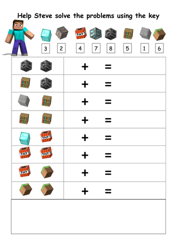 Addition, year 1 - Using a key - MINECRAFT