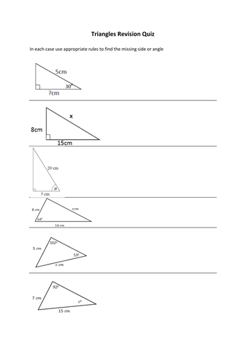 Triangles Revision Quiz | Teaching Resources
