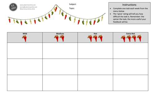 Homework takeaway menu template picture