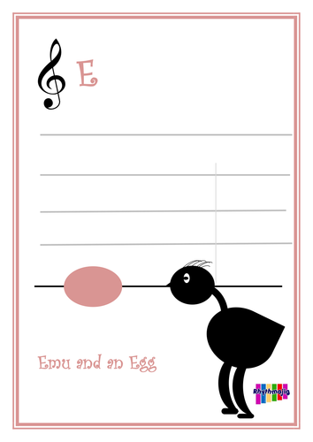 Notelets: posters showing stave notes with memorable captions