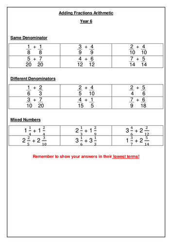 Year 6 Maths Worksheets Adding Fractions K5 Worksheets Year 6 Maths 