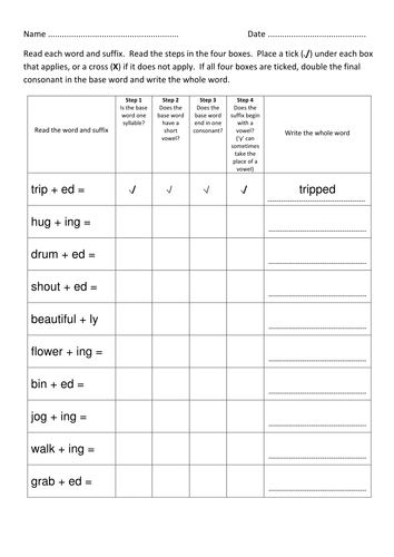 When to double the final consonant worksheets | Teaching Resources