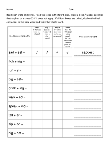 when to double the final consonant worksheets by lynellie uk teaching