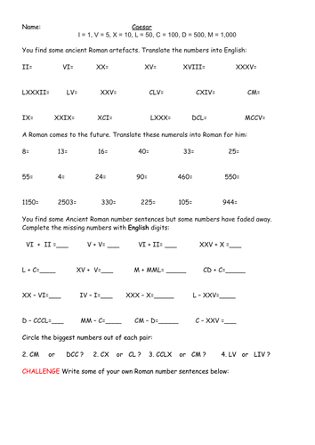 roman numerals presentation 3 differentiated worksheets and word