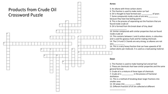 Products from Crude Oil Crossword Puzzle (With Answers) Teaching