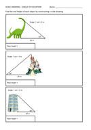 Angle of elevation / scale drawing worksheet by MrGrayMaths - Teaching