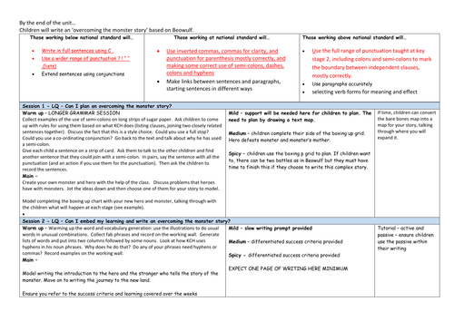 Beowulf story writing lesson plans for year 5/6 | Teaching Resources