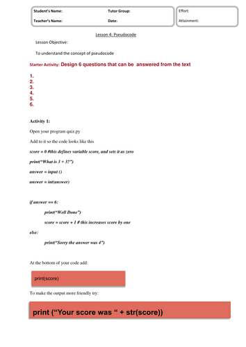 Python KS3 Lessons | Teaching Resources