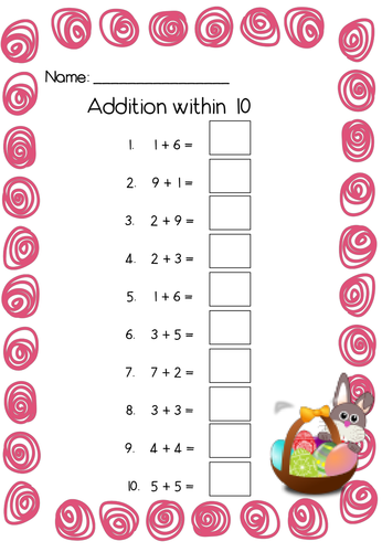 easter addition within 10 and 20 by topmarksed teaching resources tes