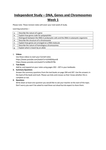 New AQA (2016) Year 1 Biology (AS) - Genes, Genetic Code, DNA and ...