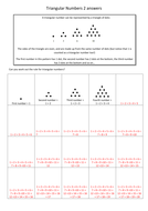 ks2 triangular numbers 5 worksheets answers teaching