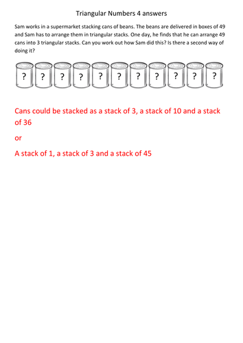 Triangular Numbers Worksheet Tes