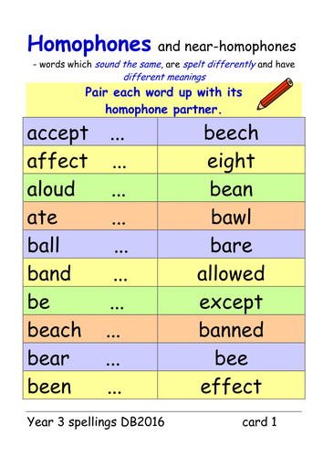 year 3 spellings homophones presentation 2 different activities for