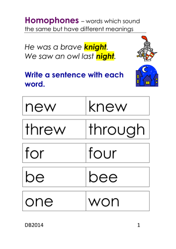 Year 3 spellings: homophones - presentation, 2 different activities for ...