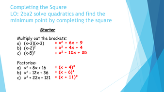 Completing the Square - Fully differentiated by rpwelch32 - Teaching