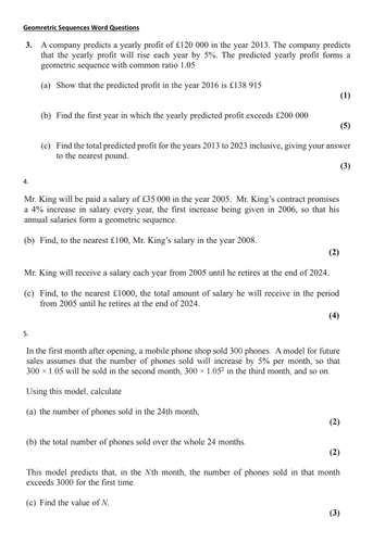 C2 Geometric Sequences by emilyrugg - UK Teaching Resources - TES