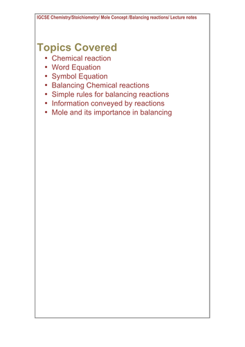 Balancing Chemical Reaction  Rules and Word and Symbol reactions_IGCSE_Chemistry