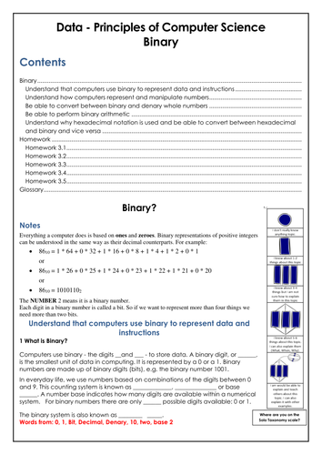GSCE COMPUTING Binary Workbook | Teaching Resources