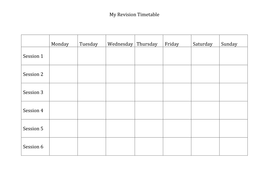 My Revision Timetable | Teaching Resources