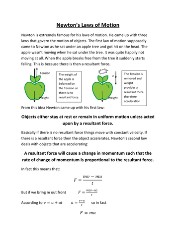 AQA A-level Physics: newton's laws of motion (notes and question booklet)