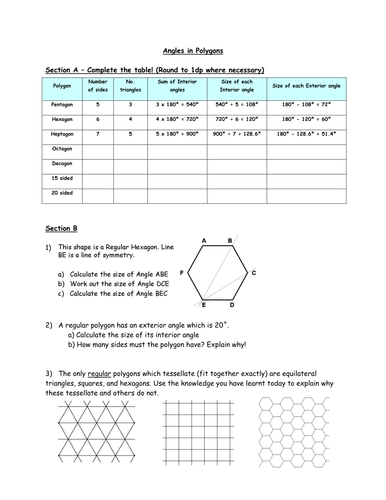 Angles in Polygons | Teaching Resources