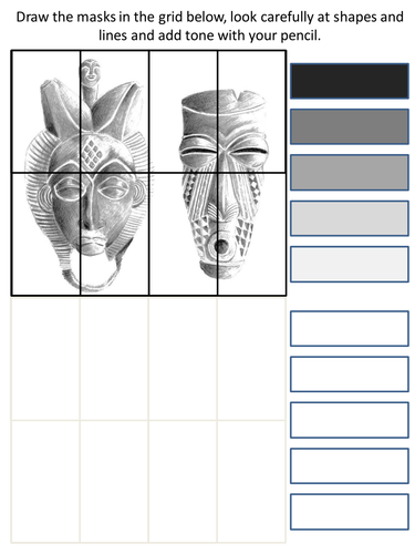 Tonal African Mask Worksheet