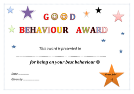 Good behaviour award | Teaching Resources