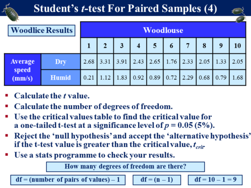 3.6.1.1 Statistics - Kinesis In Woodlice (Student's t-Test) | Teaching ...