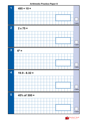 Y6 Arithmetic Practice Papers Bundle 2 - Papers 6 to 10 | Teaching ...