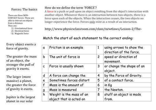 Forces revision mat KS3 