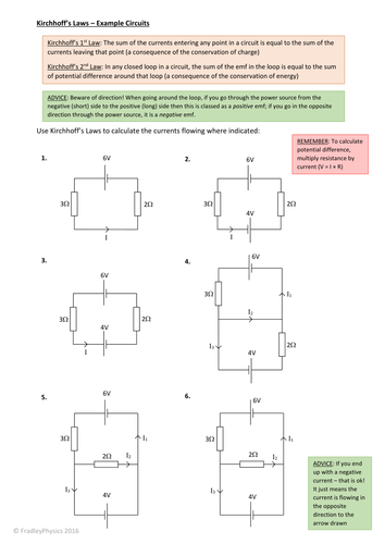 Kirchhoff's (or Kirchoff's) Laws - Practice Questions - Series and