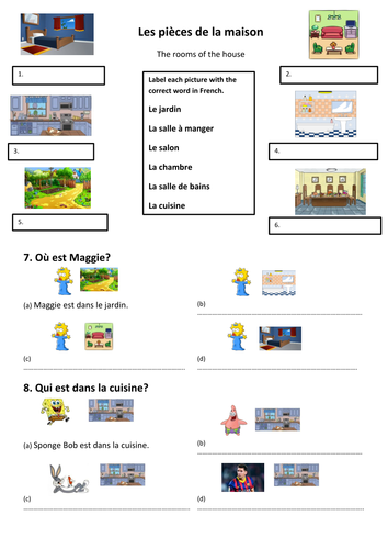 Les pièces de la maison  Teaching Resources