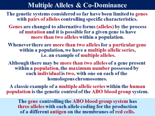 BioA_3.7.1 Genetics 4 - Incomplete Dominance, Codominance & Multiple