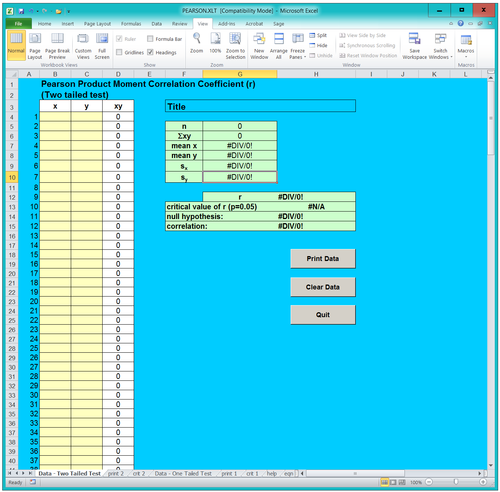 BioA_3.4.7.4 Statistics - Pearsons PMCC Test - Spreadsheet