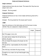 Simple And Compound Sentences Worksheet Teaching Resources