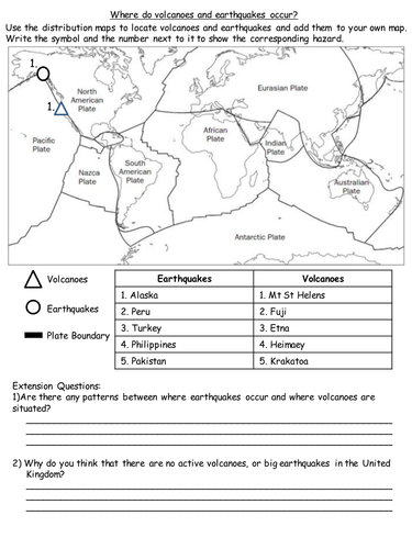 Lesson 1 - Location of earthquakes and volcanoes. | Teaching Resources