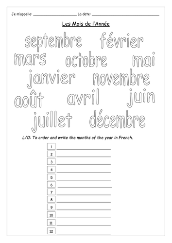 FRENCH - Months & Seasons - Les Mois de l'Année et Les Saisons ...