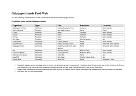 Galapagos Islands Food Web Ecosystem ICT Lesson KS2 KS3 KS4 | Teaching