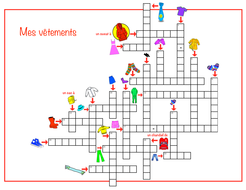 An illustrated crossword puzzle to complement "Trouvé (Les vêtements ...