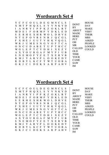 High frequency 300 word list as a set of 8 wordsearches | Teaching