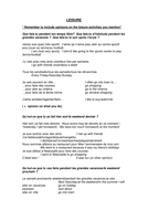 Leisure - Worksheets | Teaching Resources